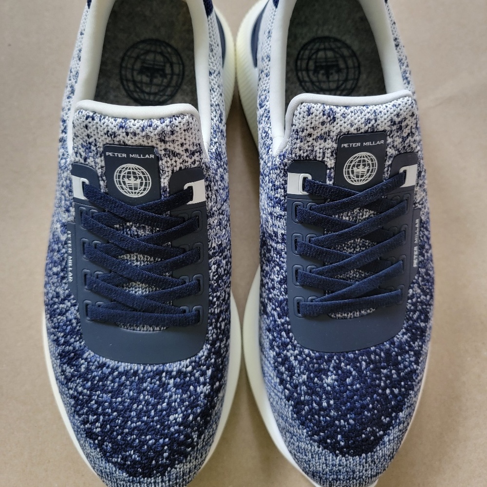 Peter Millar Glide V3 Knit Sneakers Navy/White Size 9 – New (No Box)